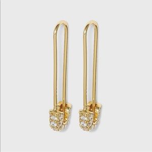 Sugarfix by Baublebar 14K Gold Plated Crystal & Gold Safety Pin Drop Earrings